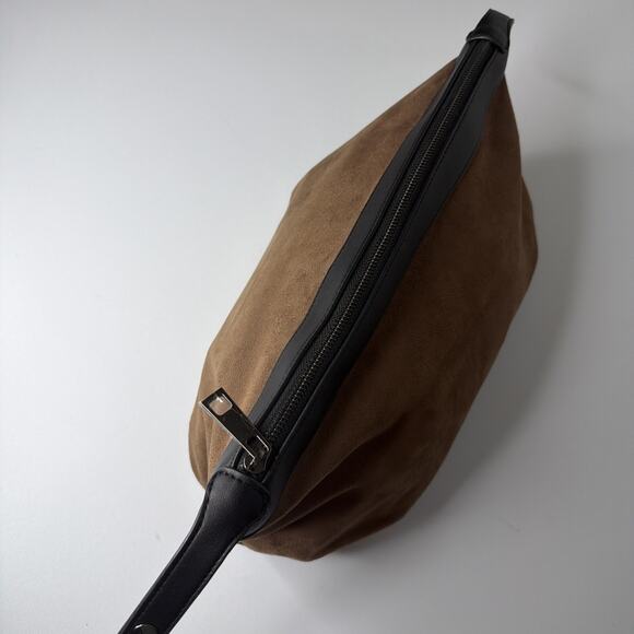 Sondra Roberts Squared Vegan Leather Brown Suede Clutch Purse Makeup Bag Travel - Picture 7 of 14